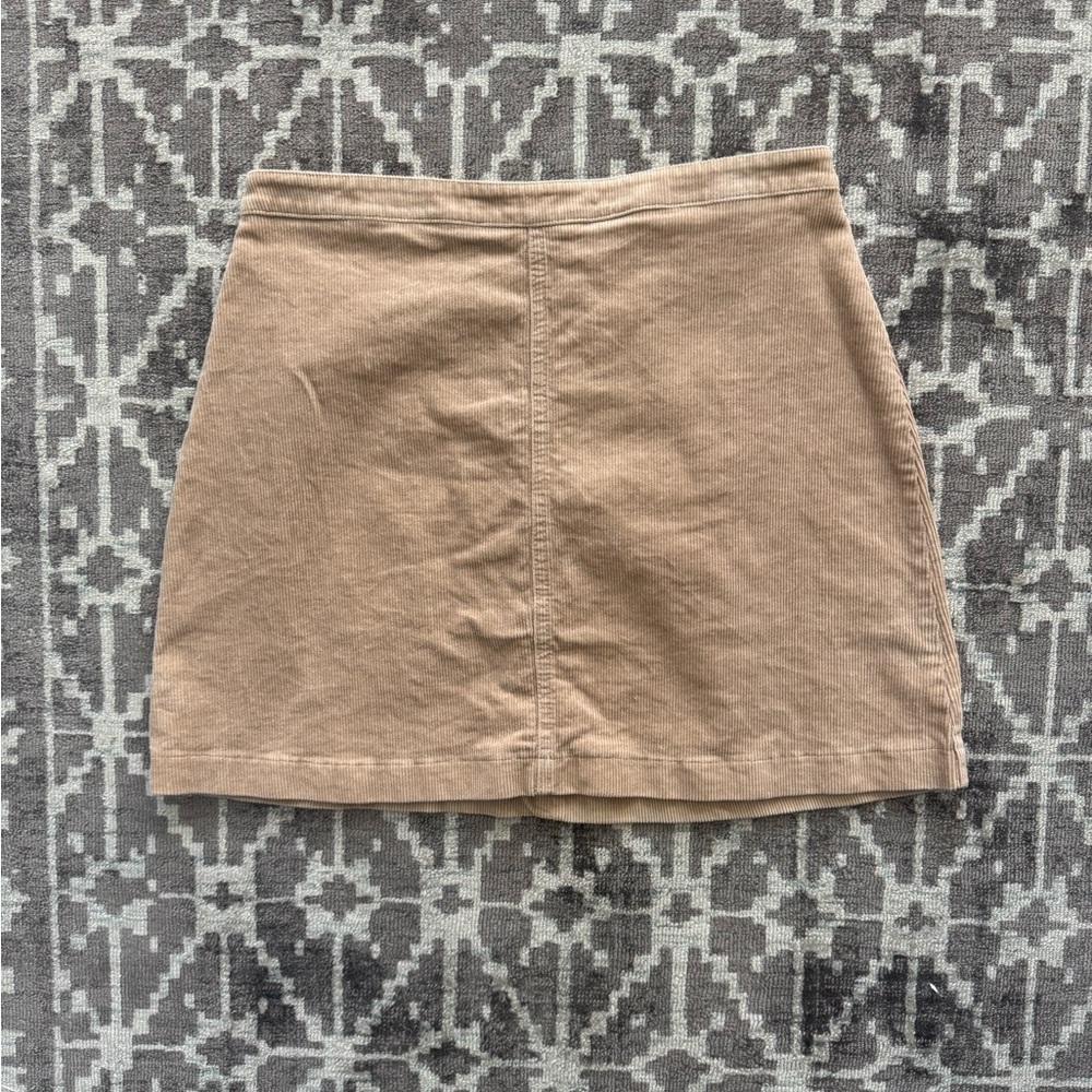 L Forever 21 Corduroy Mini Skirt Slit Pockets Tan Apricot Beige